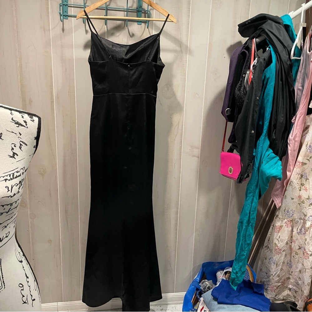 Sexy slinky black satin maxi ruched dress Birdie Grey Lydia whimsigoth mermaid - Picture 11 of 12